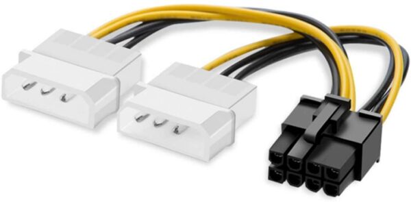 Rajiekart 8 Pin PCI Express to Dual 4 Pin Molex LP4 Graphics Card Power Cable,2 x Molex 4 Pin to 8-Pin PCI Express Video Card Pci-e ATX PSU Power Converter Cable