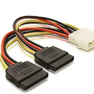 Rajiekart 4 Pin Molex to 15 Pin Female Dual SATA Power Copper Serial ATA Adapter Y-Cable Hard Drive Extension Cable