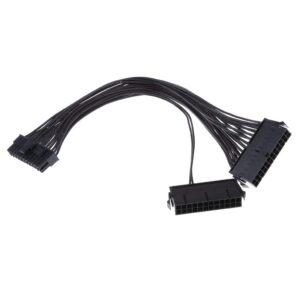 Rajiekart 24 Pin Dual PSU Power Supply Splitter Extension Synchronizer Adapter Male to Female ATX Motherboard Cable for Mining