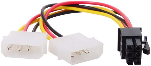 Rajiekart 6 Pin PCI Express to Dual 4 Pin Molex LP4 Power Cable Adapter Video Graphics Card Power Cable