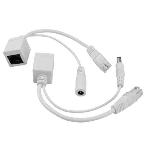 Rajiekart 1 Pair Passive PoE Injector Splitter Kit, Power Over Ethernet with 5.5 x 2.1 mm DC Power Adaptor Connector Male and Female, LAN RJ45 for IP Camera