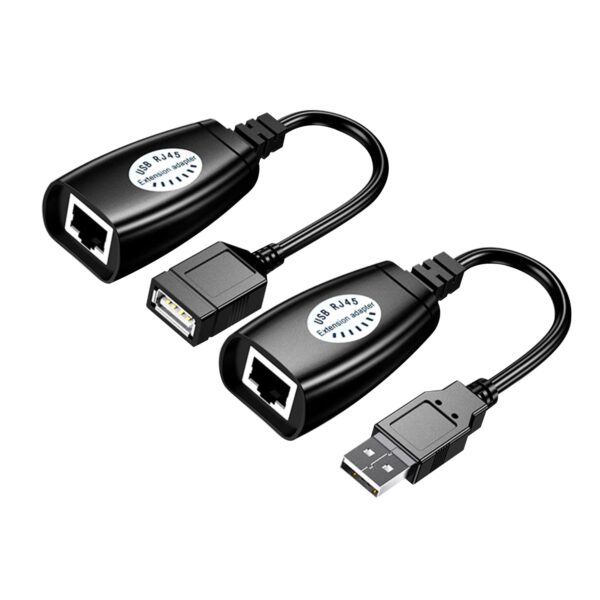 Rajiekart USB (Male)To RJ45 + USB (Female) USB over Cat5/5e/6 Extension Adapter RJ45 -Up to 150ft Length
