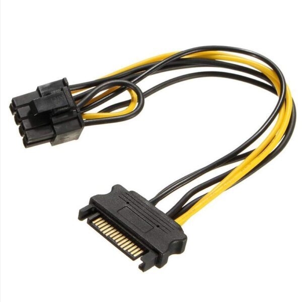 Rajiekart 8pin |6+2| PCI-E to 15Pin SATA Male Female Video Card Power Supply Component, 8 Pin PCIe to SATA 15 Pin Power Cable