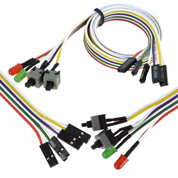 Rajiekart Computer Case ATX Power On Off Switch Cable With 2 Led Light Red Green