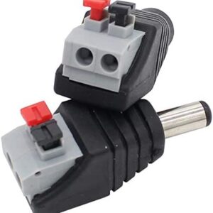 Rajiekart DC Male + Female Quick Connector with push lock wire terminals Set for Light strip controllers, amplifiers and CCTV camera
