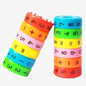 Rajiekart Magnetic Math Toy Arithmetic Learning Set of 4 Toy Cylinder Numbers Blocks for Kids