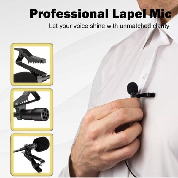 Rajiekart  3.5mm Clip-On Lapel Collar Auxiliary Microphone for Clear Voice Recording - Image 2