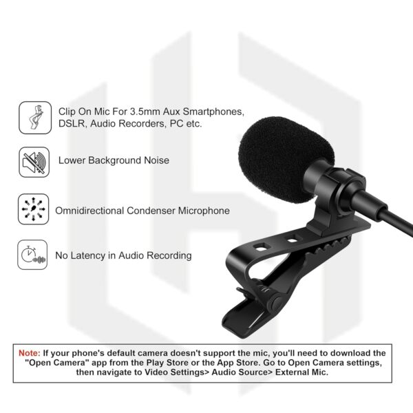 Rajiekart  3.5mm Clip-On Lapel Collar Auxiliary Microphone for Clear Voice Recording - Image 4