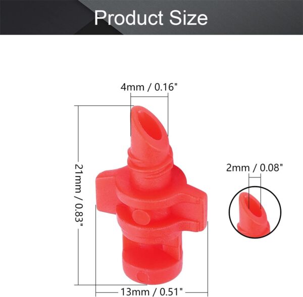 Rajiekart® Red 360 Degree Misting Nozzles Emitters Dripper Drip Irrigation Accessories Plant Watering Hydroponic Aeroponic Sprayers 100 Pcs - Image 2