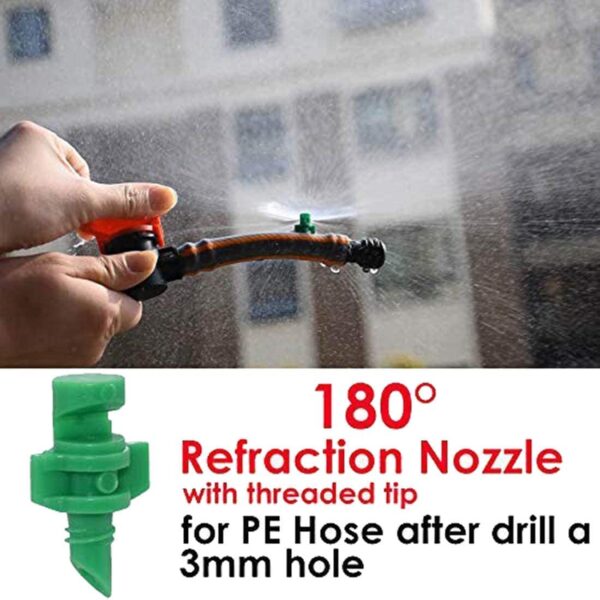 Rajiekart® Green 180 Degree Misting Nozzles Emitters Dripper Drip Irrigation Accessories Plant Watering Hydroponic Aeroponic Sprayers 100 Pcs - Image 2