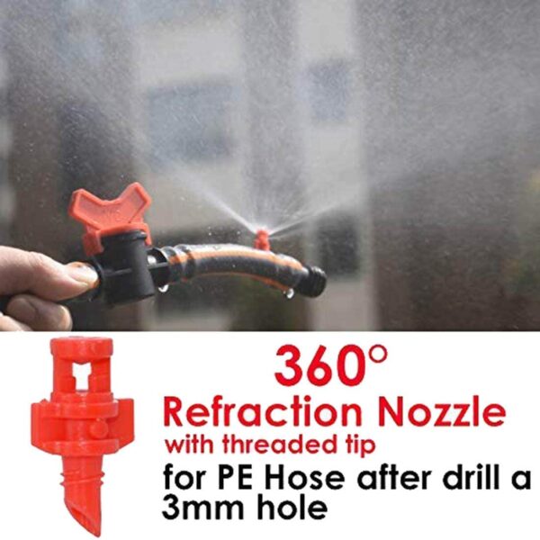 Rajiekart® Red 360 Degree Misting Nozzles Emitters Dripper Drip Irrigation Accessories Plant Watering Hydroponic Aeroponic Sprayers 100 Pcs - Image 3
