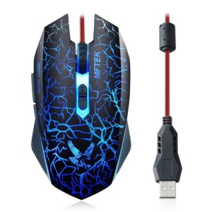 Rajiekart Wired USB Gaming Mouse 800-1200-1600-2000 Adjustable DPI LED Backlit for Windows Laptop/PC Gamers Optical 6 Mechanical Buttons