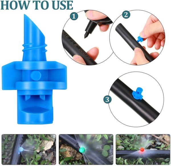 Rajiekart® Red 360 Degree Misting Nozzles Emitters Dripper Drip Irrigation Accessories Plant Watering Hydroponic Aeroponic Sprayers 100 Pcs - Image 4