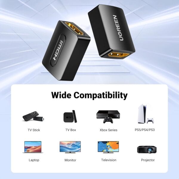 UGREEN 4K@60Hz HDMI 2.0 Extender Coupler Female to Female Gold Plated Connector - Image 2