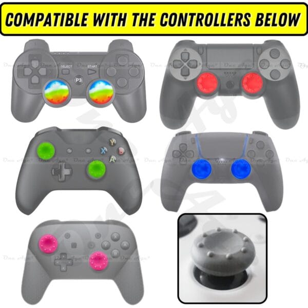 Rajiekart Non-Slip Gamepad Joystick Caps Silicone Gaming Thumb stick Grips for PS3/PS4/PS5/Xbox360/Xbox One/Switch Pro (2 Pcs) - Image 2