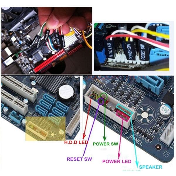 Rajiekart Desktop PC ATX Computer Motherboard Power Cable Switch On/Off/Reset Button Led Light Red Green Computer Cable - Image 5
