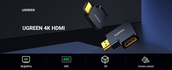 Ugreen High Speed HDMI Port Saver Male to Female Adapter Right Angled 90 and 270 Degree